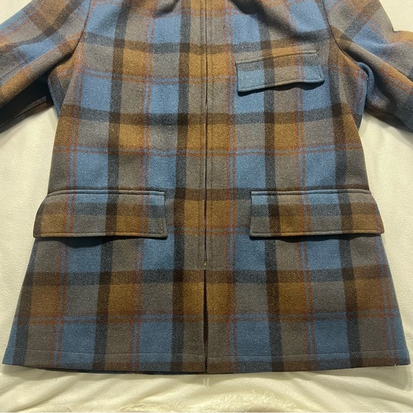 Swanndri vintage Medium wool Buffalo plaid coat men’s 1960s blue - Picture 5 of 10